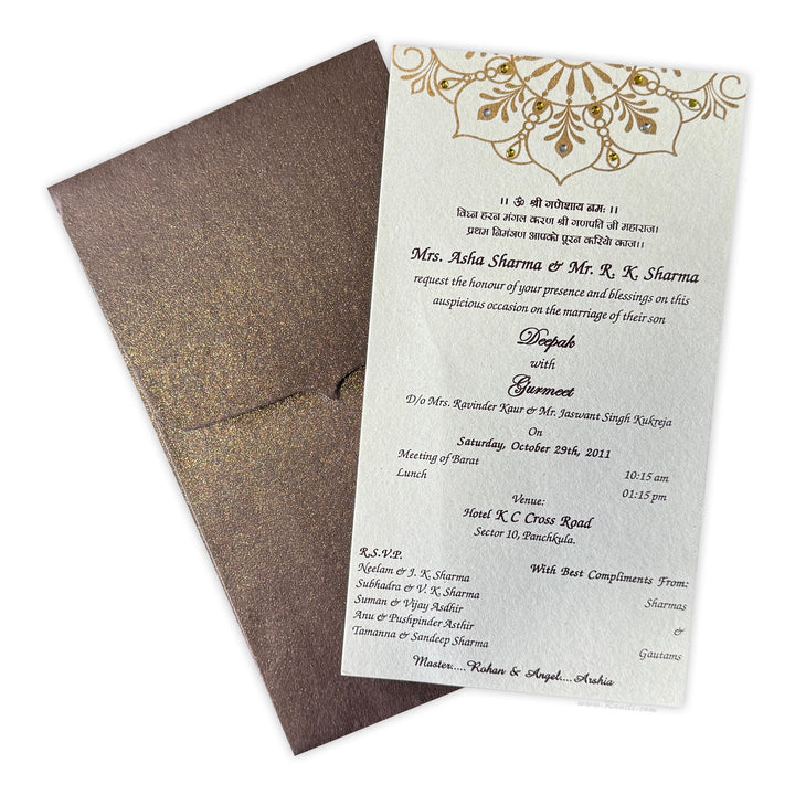 Reception Dinner Custom Invitation card with Rhinestones | Registry Marriage | Wedding Custom Reception Invitation Card AMSO - 37 - Raniti LLC - Custom Invitations & Stationery