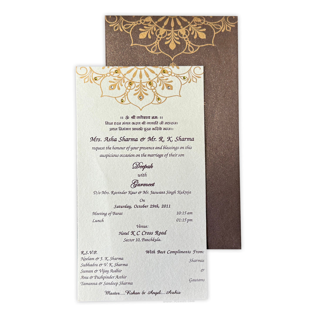 Reception Dinner Custom Invitation card with Rhinestones | Registry Marriage | Wedding Custom Reception Invitation Card AMSO - 37 - Raniti LLC - Custom Invitations & Stationery