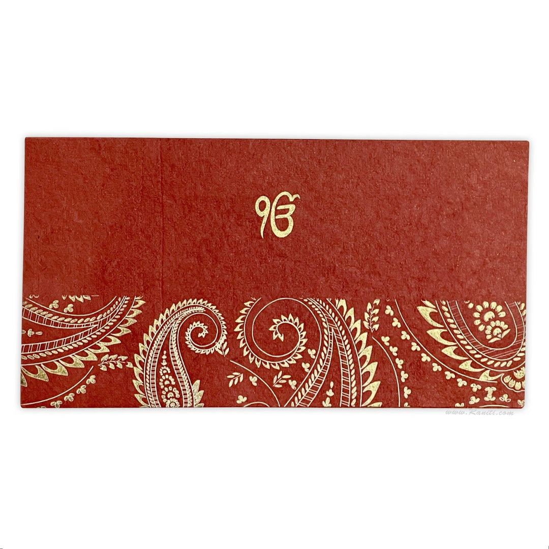 Red and Gold Paisley Theme Rectangle Custom Invitation Card with Multiple Inserts AM - 137 - Raniti LLC - Custom Invitations & Stationery