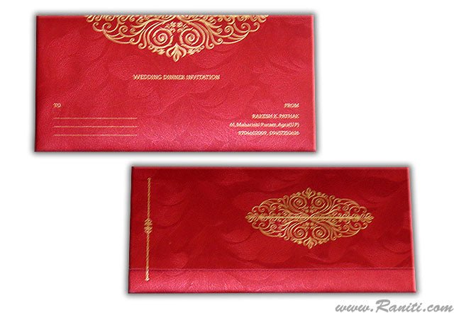 Red and Gold Rectangle Custom Invitation Card with Multiple Inserts AM - 127 - Raniti LLC - Custom Invitations & Stationery