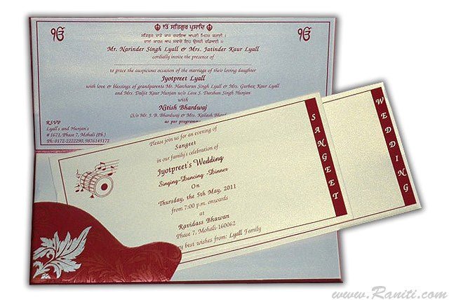 Red and Silver Rectangle Custom Invitation Card with Multiple Inserts AM - 411 - Raniti LLC - Custom Invitations & Stationery