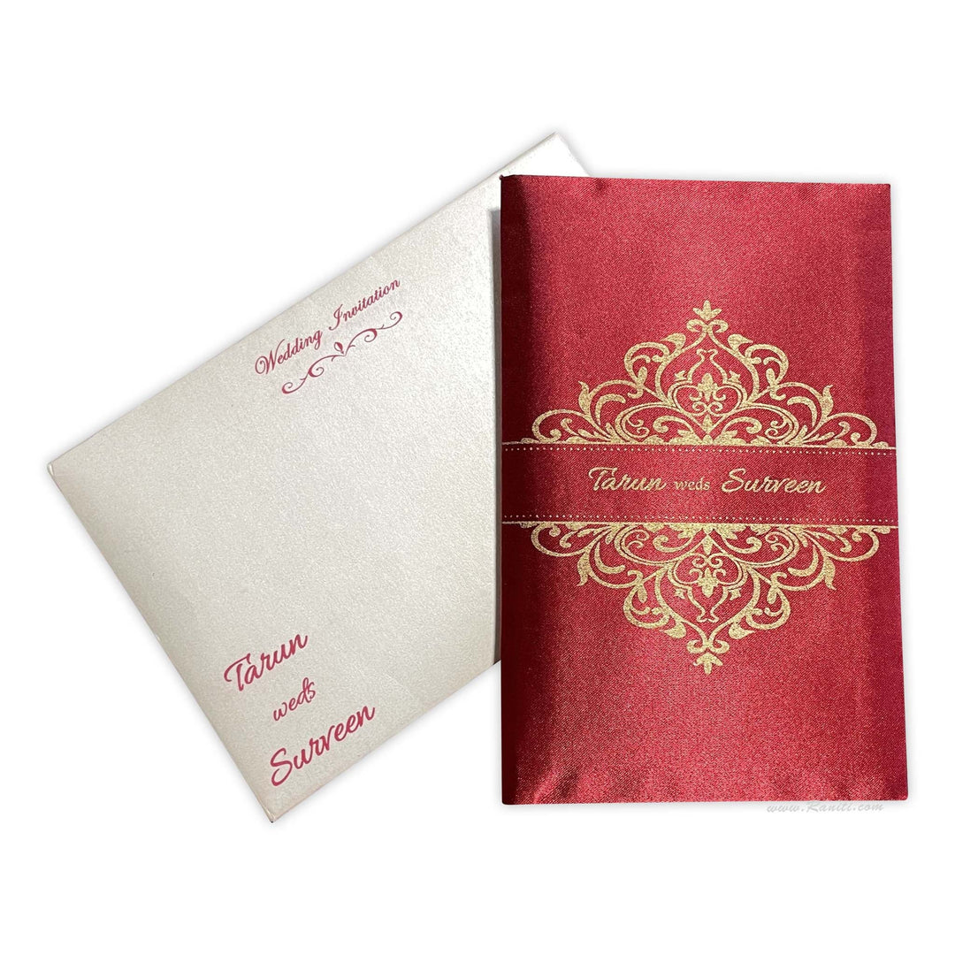 Red Satin Fabric Hard Cover Custom Wedding Invitation Card | Custom Red Satin Invitation Card with Multiple Inserts AMH - 167 - Raniti LLC - Custom Invitations & Stationery
