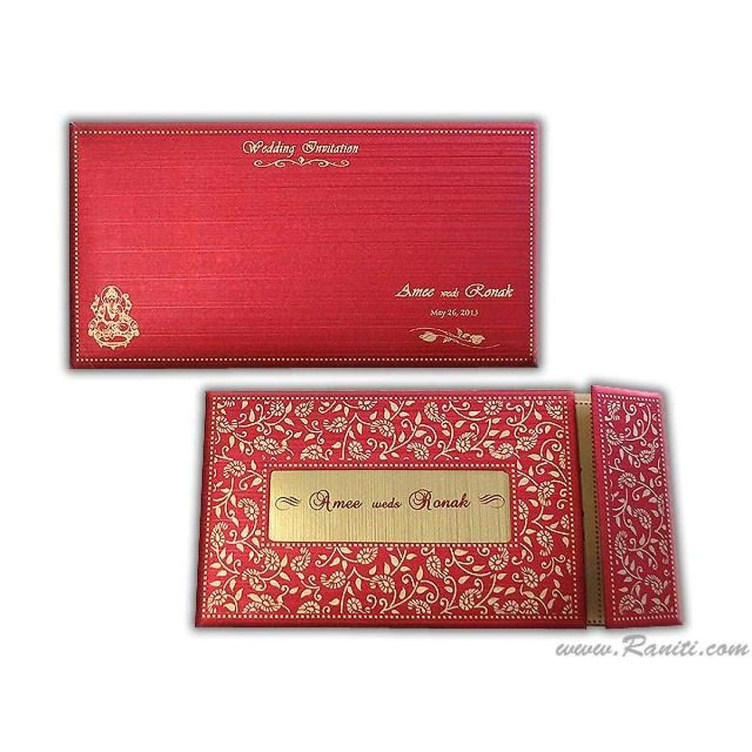 Red Traditional Hard Cover Gatefold Custom Invitation Card with Multiple Inserts AMH-4 freeshipping - Raniti LLC - Custom Invitations & Stationery