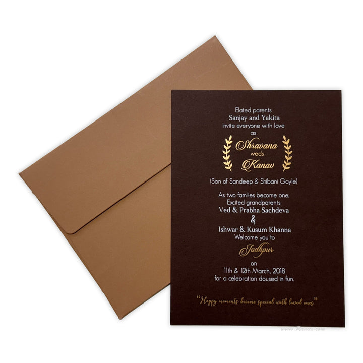 Rustic Wedding Invitation | Registry Marriage Invitation | Interfaith Wedding Custom Invitation Card AMSO - 283 - Raniti LLC - Custom Invitations & Stationery
