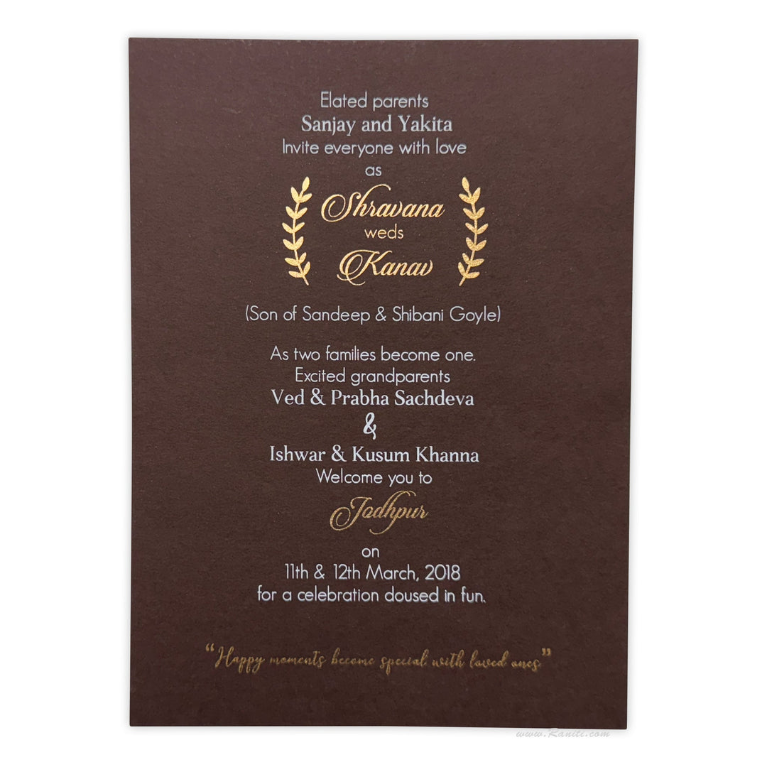 Rustic Wedding Invitation | Registry Marriage Invitation | Interfaith Wedding Custom Invitation Card AMSO - 283 - Raniti LLC - Custom Invitations & Stationery