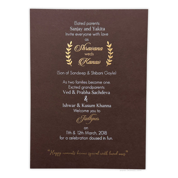 Rustic Wedding Invitation | Registry Marriage Invitation | Interfaith Wedding Custom Invitation Card AMSO - 283 - Raniti LLC - Custom Invitations & Stationery