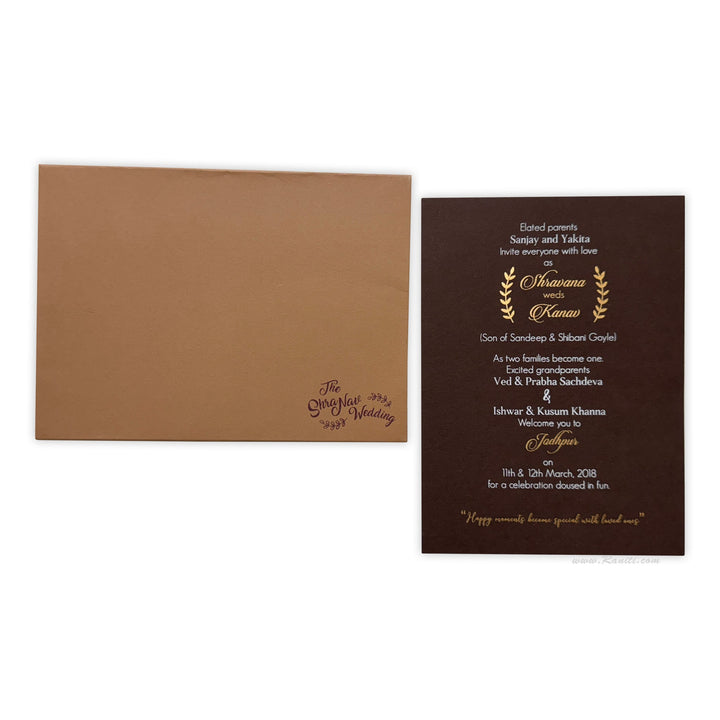 Rustic Wedding Invitation | Registry Marriage Invitation | Interfaith Wedding Custom Invitation Card AMSO - 283 - Raniti LLC - Custom Invitations & Stationery