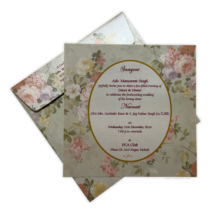Sangeet Ceremony | Civil Registry Marriage | Interfaith Wedding | Floral Theme Wedding Sangeet Custom Invitation Card AMSO - 257 - Raniti LLC - Custom Invitations & Stationery