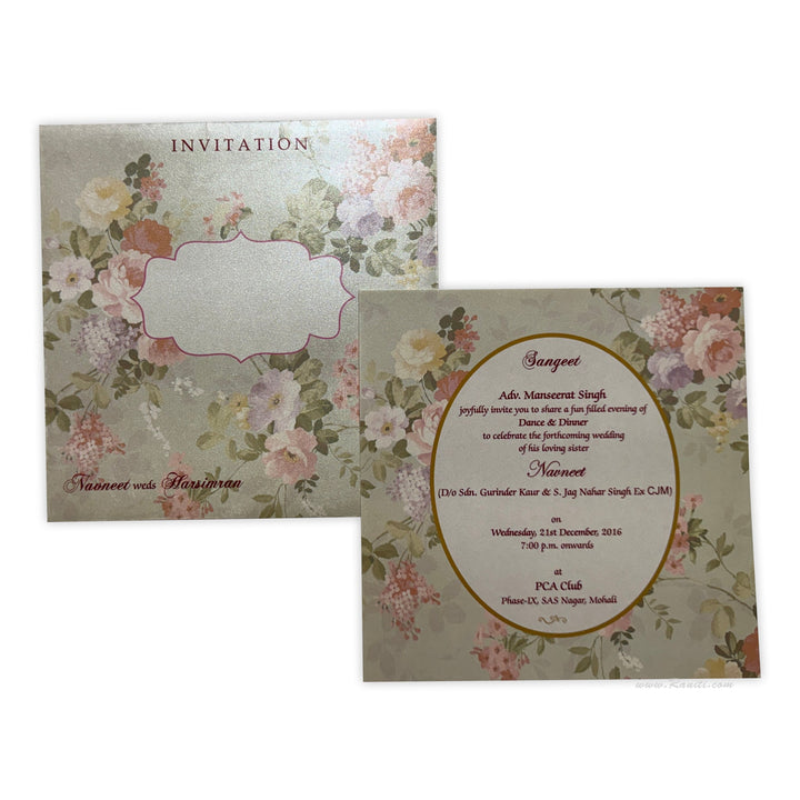 Sangeet Ceremony | Civil Registry Marriage | Interfaith Wedding | Floral Theme Wedding Sangeet Custom Invitation Card AMSO - 257 - Raniti LLC - Custom Invitations & Stationery