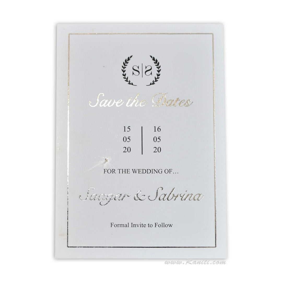 Save the Date Custom Silver Foil Print Classic Invitation Card | Save the Date AMSO - 21 - Raniti LLC - Custom Invitations & Stationery