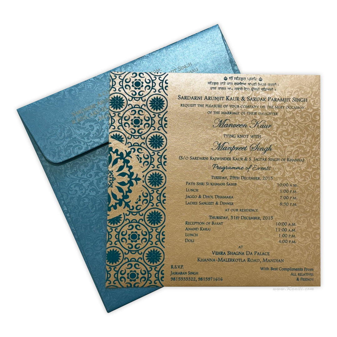 Sikh Wedding Reception Invitation | Wedding Reception Invitation | Punjabi Wedding Custom Invitation Card AMSO - 263 - Raniti LLC - Custom Invitations & Stationery