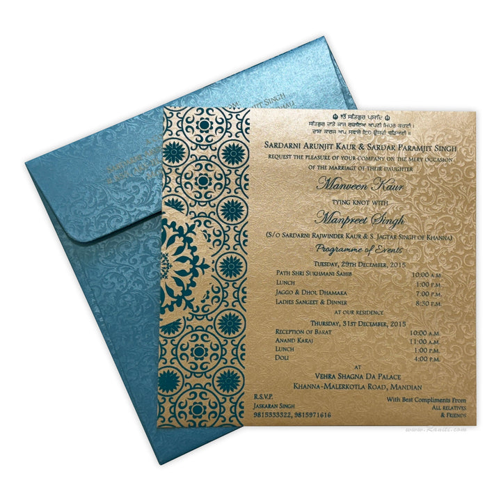Sikh Wedding Reception Invitation | Wedding Reception Invitation | Punjabi Wedding Custom Invitation Card AMSO - 263 - Raniti LLC - Custom Invitations & Stationery
