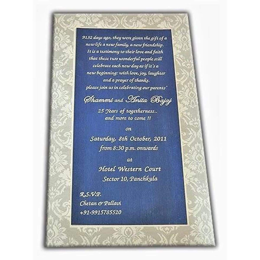 Silver 25th Anniversary Milestone Celebration Custom Invitation Card AMSO-102 freeshipping - Raniti LLC - Custom Invitations & Stationery