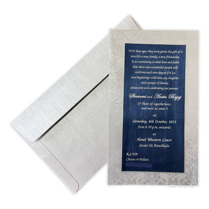 Silver 25th Anniversary Milestone Celebration Custom Invitation Card AMSO - 102 - Raniti LLC - Custom Invitations & Stationery