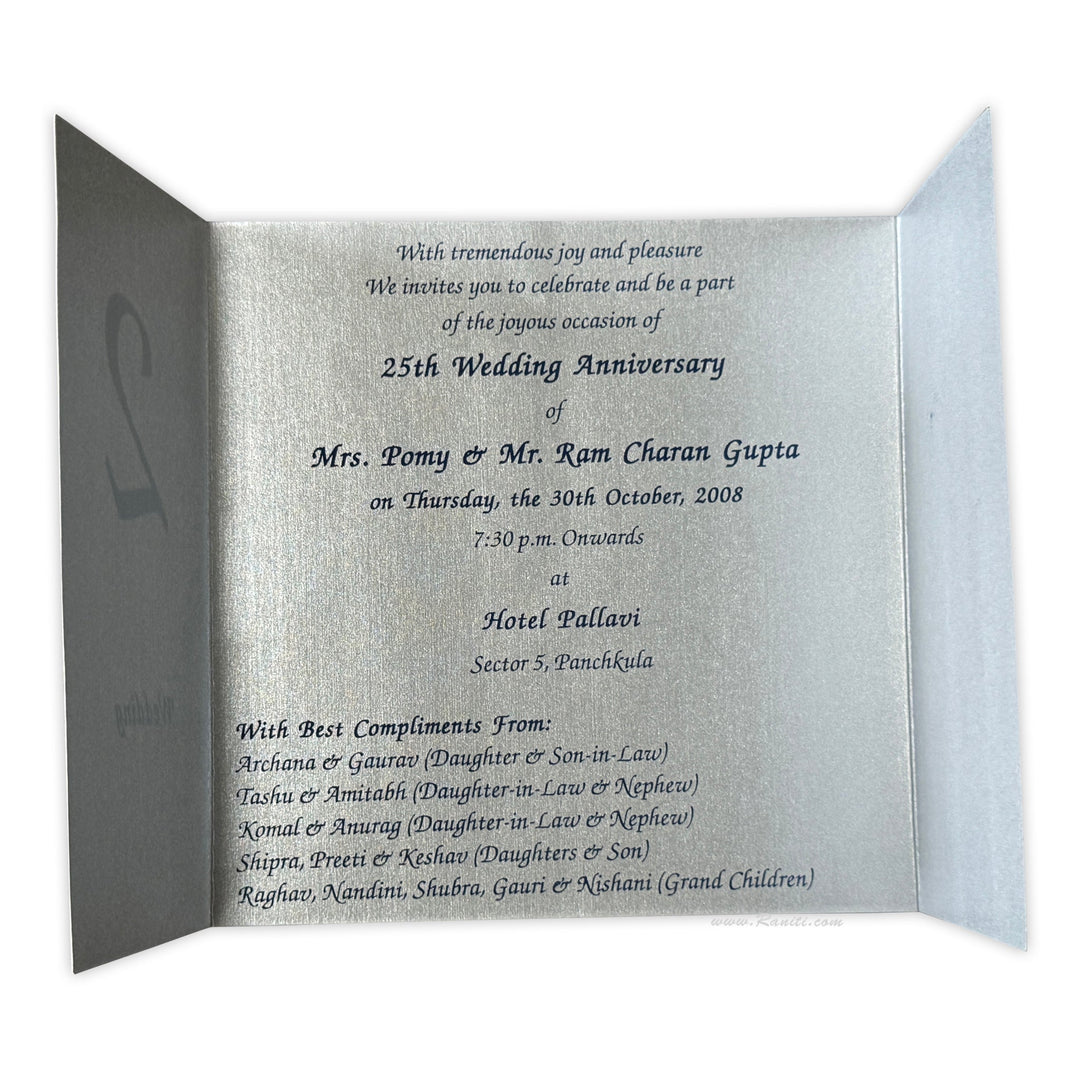 Silver Anniversary Custom Invitation Card | 25th Anniversary Milestone Celebration Custom Invitation Card AMSO - 65 - Raniti LLC - Custom Invitations & Stationery