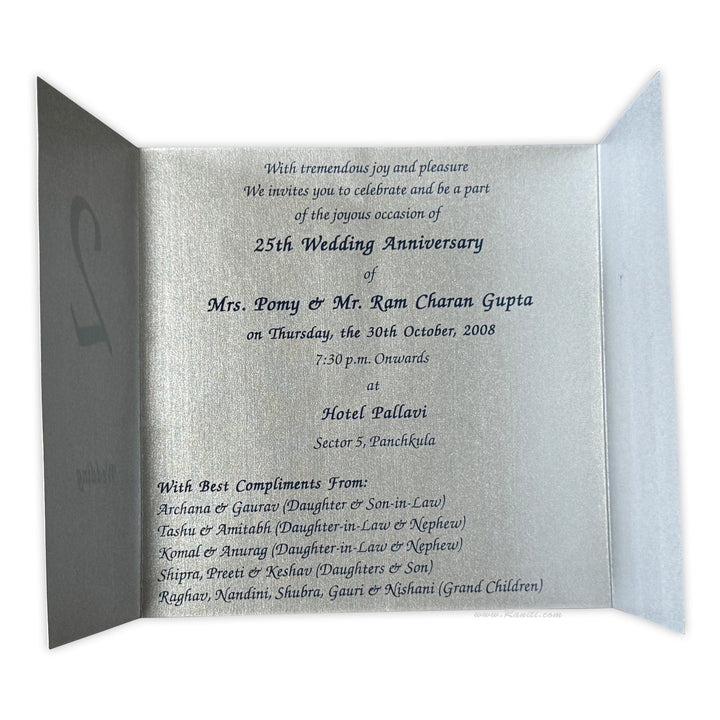 Silver Anniversary Custom Invitation Card | 25th Anniversary Milestone Celebration Custom Invitation Card AMSO - 65 - Raniti LLC - Custom Invitations & Stationery