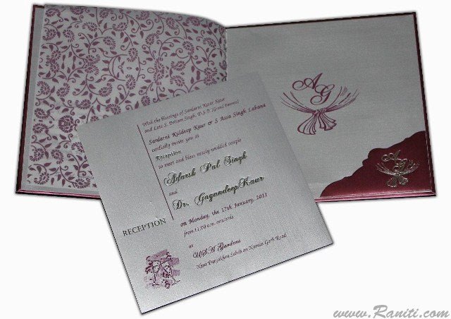 Square Heavyback Purple Custom Wedding Invitation Card | Classic Purple Silver Custom Invitation Card with Multiple Inserts AMH - 6 - Raniti LLC - Custom Invitations & Stationery