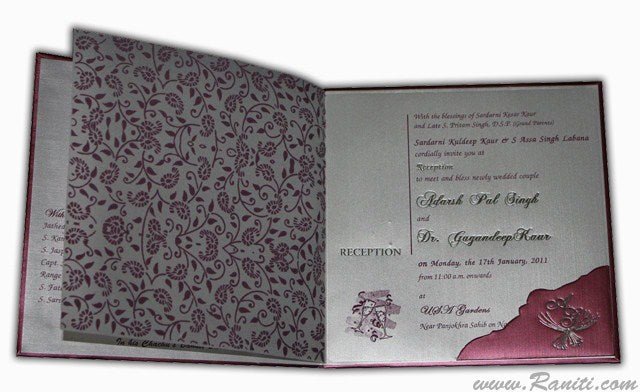 Square Heavyback Purple Custom Wedding Invitation Card | Classic Purple Silver Custom Invitation Card with Multiple Inserts AMH - 6 - Raniti LLC - Custom Invitations & Stationery