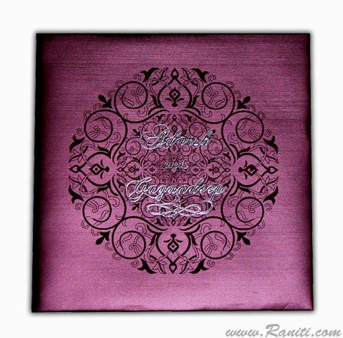 Square Heavyback Purple Custom Wedding Invitation Card | Classic Purple Silver Custom Invitation Card with Multiple Inserts AMH - 6 - Raniti LLC - Custom Invitations & Stationery