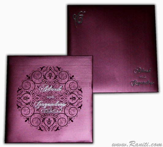 Square Heavyback Purple Custom Wedding Invitation Card | Classic Purple Silver Custom Invitation Card with Multiple Inserts AMH - 6 - Raniti LLC - Custom Invitations & Stationery