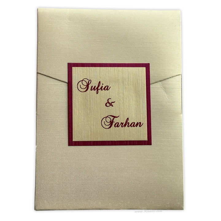 Trifold Golden Custom Invitation Card, Custom Wedding Invitation Card AM - 493 - Raniti LLC - Custom Invitations & Stationery