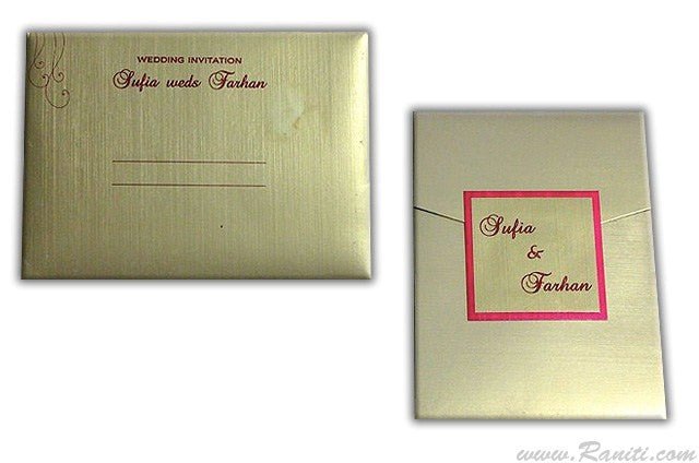 Trifold Golden Custom Invitation Card, Custom Wedding Invitation Card AM - 493 - Raniti LLC - Custom Invitations & Stationery