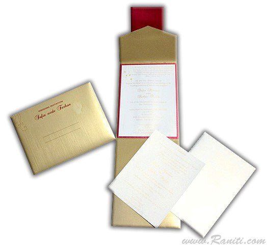Trifold Golden Custom Invitation Card, Custom Wedding Invitation Card AM - 493 - Raniti LLC - Custom Invitations & Stationery