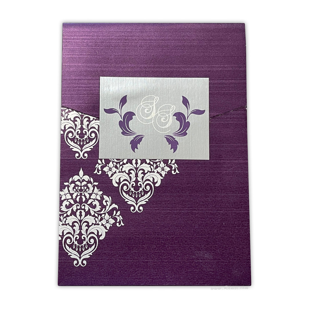 Trifold Purple and Silver Custom Invitation Card, Custom Wedding Invitation Card AM - 11 - Raniti LLC - Custom Invitations & Stationery