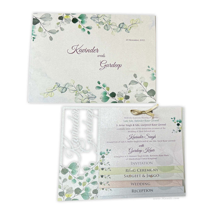 Unique Laser Cut Floral theme Custom Luxury Invitation Card on MDF woods with Multiple Inserts AMHL - 205 - Raniti LLC - Custom Invitations & Stationery