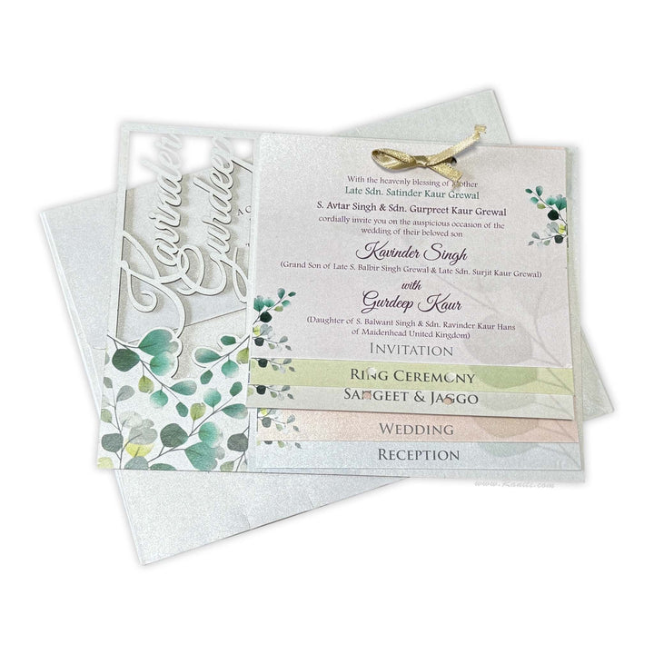Unique Laser Cut Floral theme Custom Luxury Invitation Card on MDF woods with Multiple Inserts AMHL - 205 - Raniti LLC - Custom Invitations & Stationery