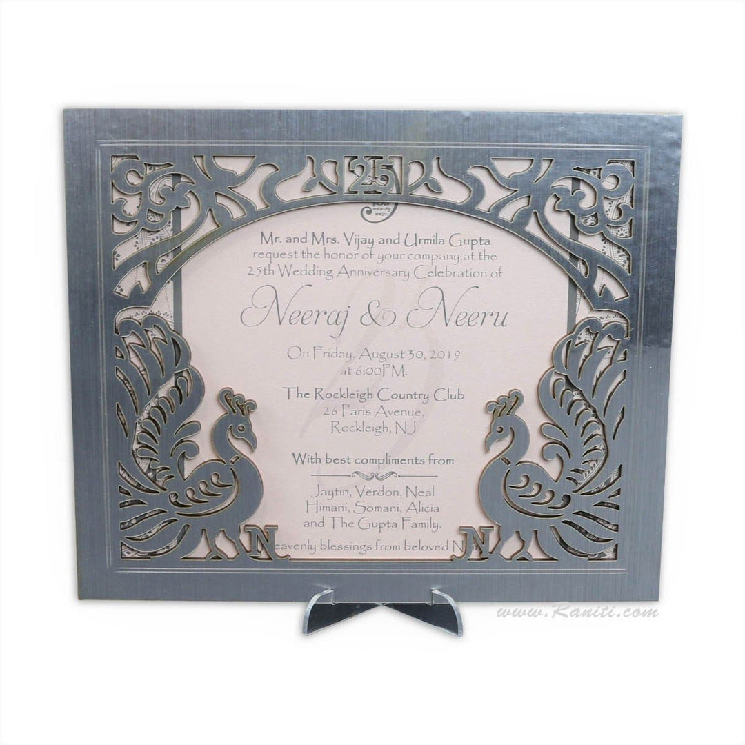 Unique Laser Cut Picture Frame 25th Anniversary Custom Luxury Invitation Card with Multiple Inserts AMHL - SO192 - Raniti LLC - Custom Invitations & Stationery