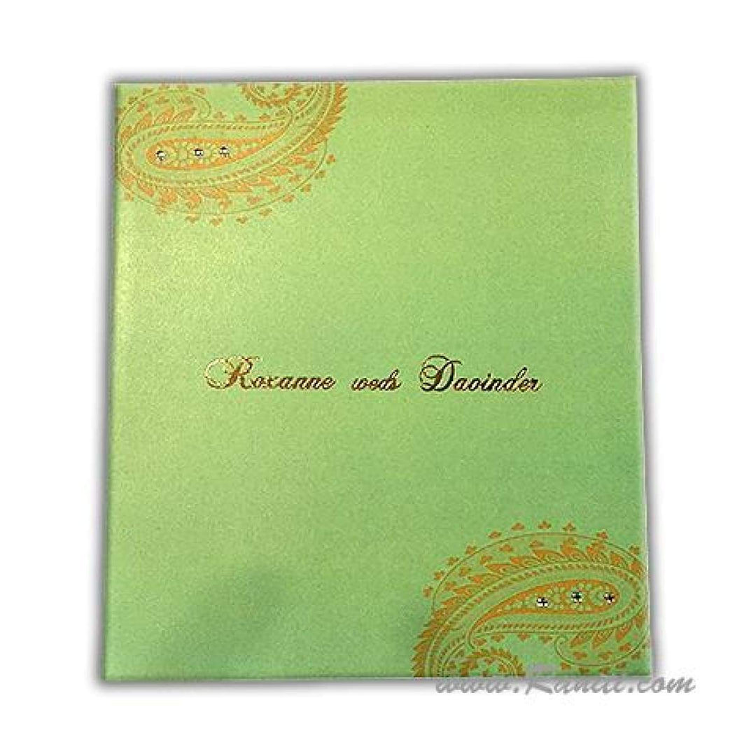 Video Available! Mint Green Paisley Theme Custom Invitation Card with Laser Cut Initials and Foil Print AML-337 freeshipping - Raniti LLC - Custom Invitations & Stationery