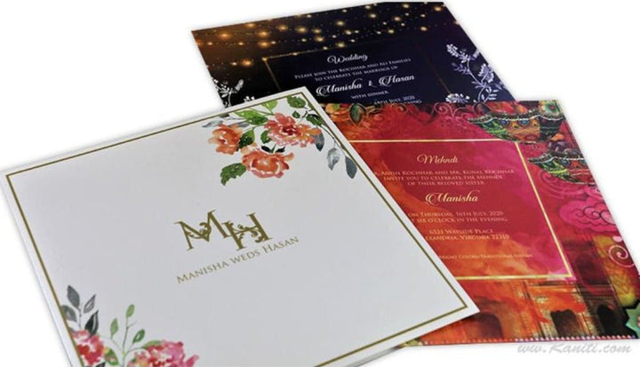 Vintage Floral Print Classic Custom Wedding Invitation Card AM-352 freeshipping - Raniti LLC - Custom Invitations & Stationery