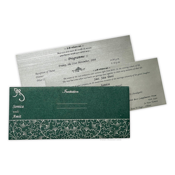 Wedding Ceremony l Green Silver Custom Wedding Invitation | Wedding Custom Invitation | Interfaith Wedding Custom Invitation Card AM - 339 - Raniti LLC - Custom Invitations & Stationery