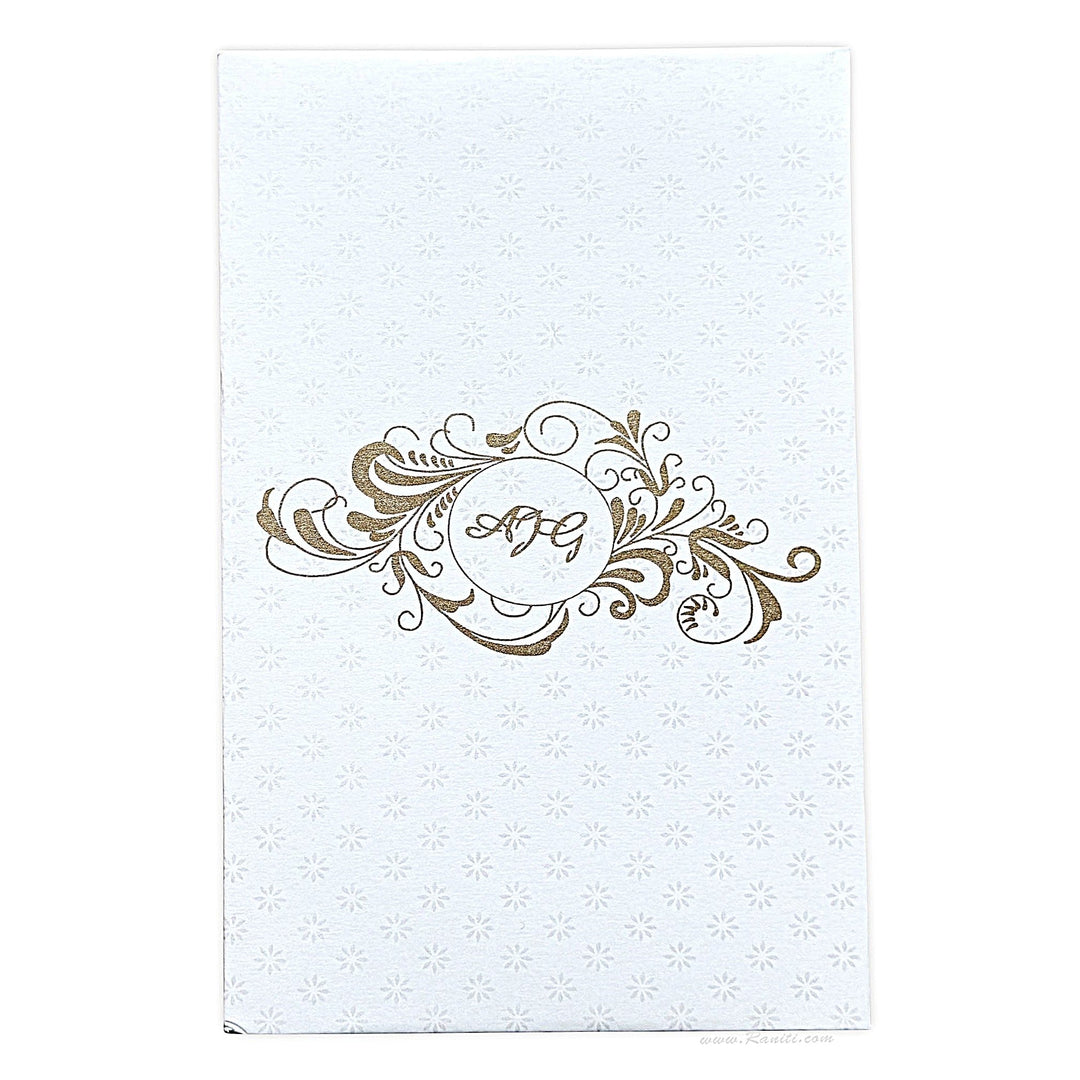 Wedding Classic White Portrait Heavyback Custom Invitation Card with Vellum and Multiple Inserts | Custom Wedding Invitation card with Cascading inserts AMH - 190 - Raniti LLC - Custom Invitations & Stationery