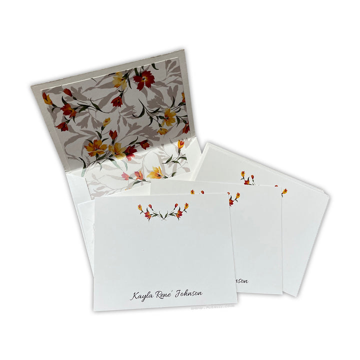 Custom Floral Design Personalized Classic Note Cards Gift Tag Cards with Envelope | Pack of 25-50 and 100 Note Cards AMNC-1  Raniti LLC - Custom Invitations & Stationery