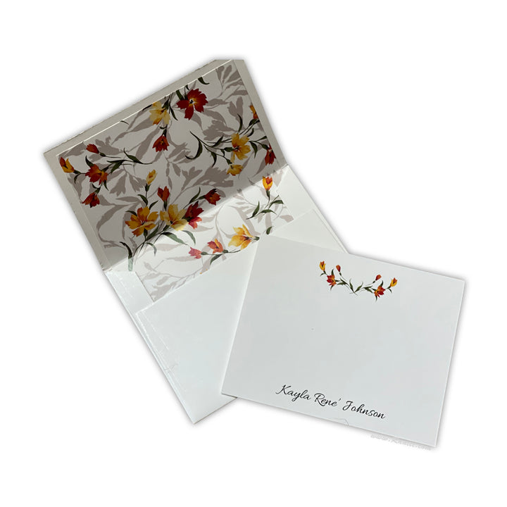 Custom Floral Design Personalized Classic Note Cards Gift Tag Cards with Envelope | Pack of 25-50 and 100 Note Cards AMNC-1  Raniti LLC - Custom Invitations & Stationery