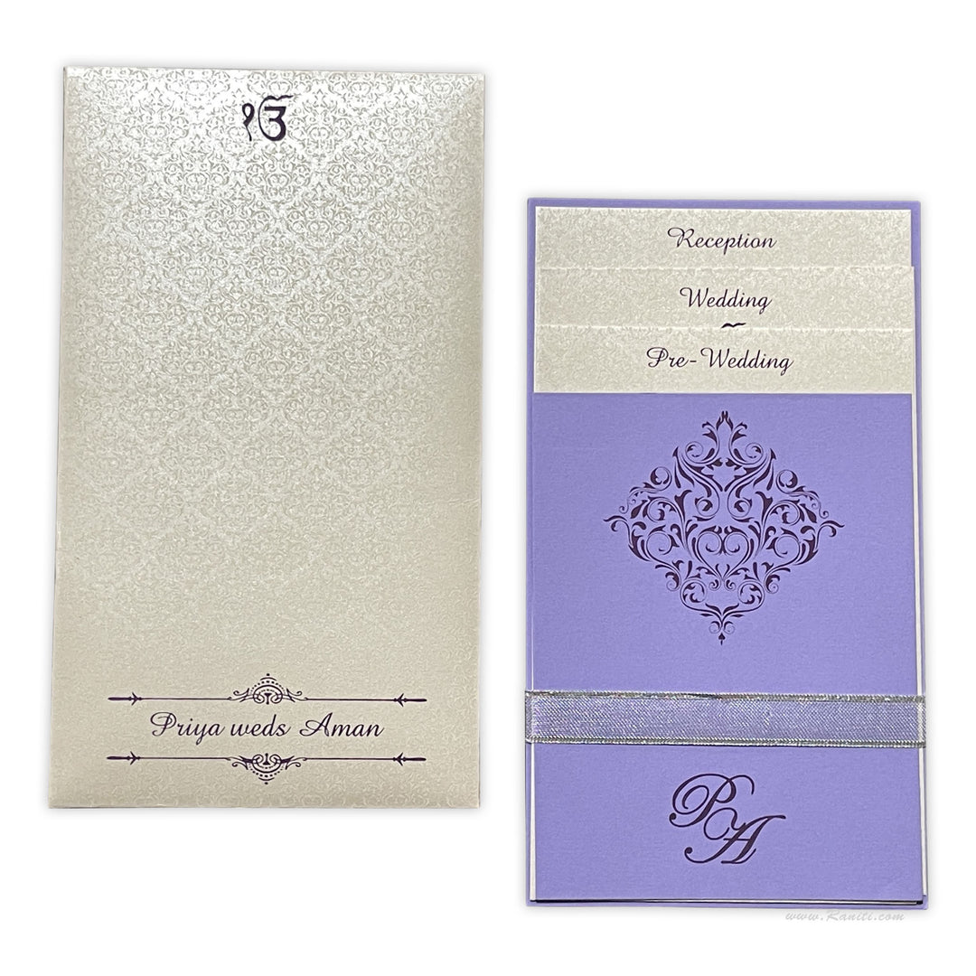 Classic Purple White Custom Invitation Card with Multiple Inserts | Purple White Custom Wedding Invitation Card AM-170  Raniti LLC - Custom Invitations & Stationery