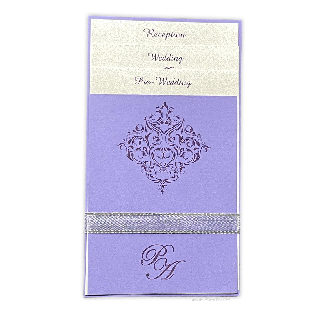 Classic Purple White Custom Invitation Card with Multiple Inserts | Purple White Custom Wedding Invitation Card AM-170  Raniti LLC - Custom Invitations & Stationery