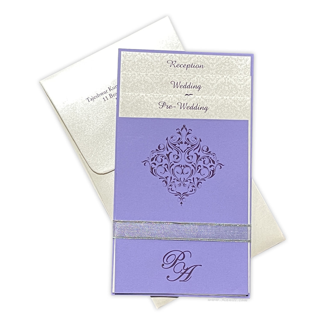 Classic Purple White Custom Invitation Card with Multiple Inserts | Purple White Custom Wedding Invitation Card AM-170  Raniti LLC - Custom Invitations & Stationery