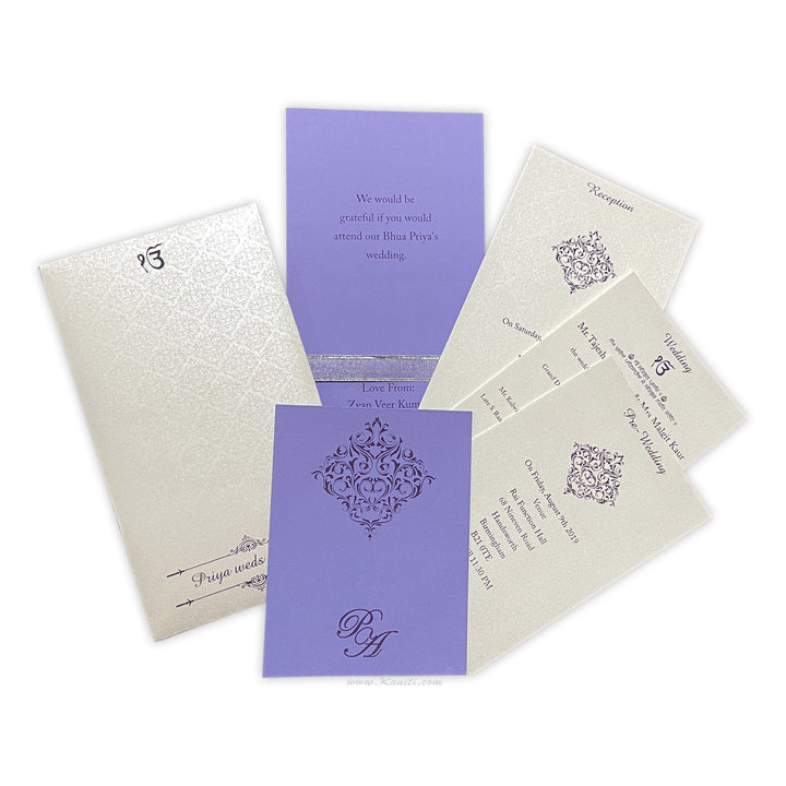 Classic Purple White Custom Invitation Card with Multiple Inserts | Purple White Custom Wedding Invitation Card AM-170  Raniti LLC - Custom Invitations & Stationery