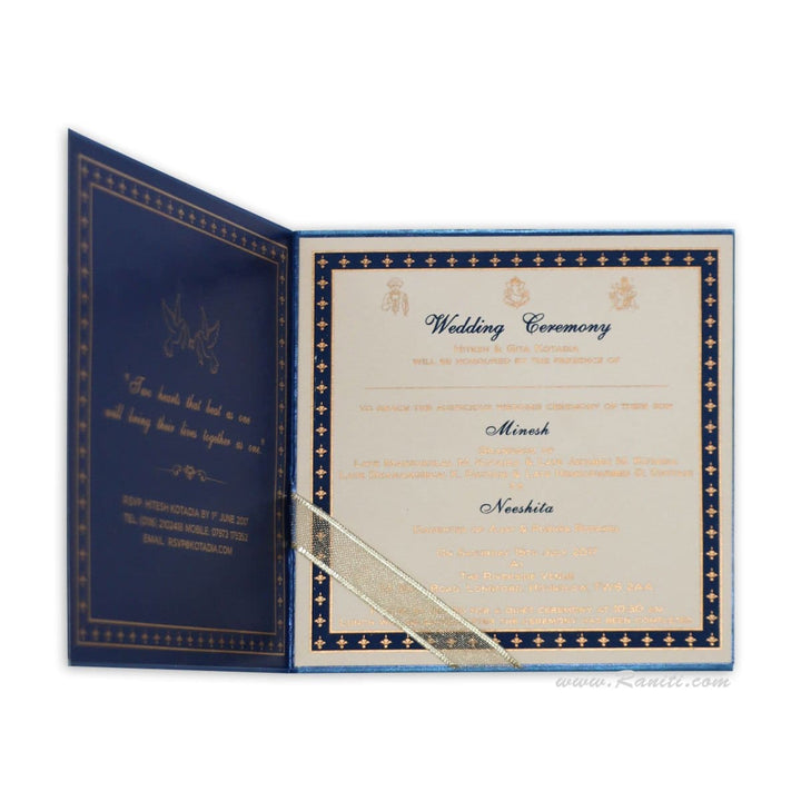 6x6 Square Blue and White Custom Wedding Invitation card with multiple inserts | His & Her Set Custom Wedding Invitation Cards AM-385 freeshipping - Raniti LLC - Custom Invitations & Stationery