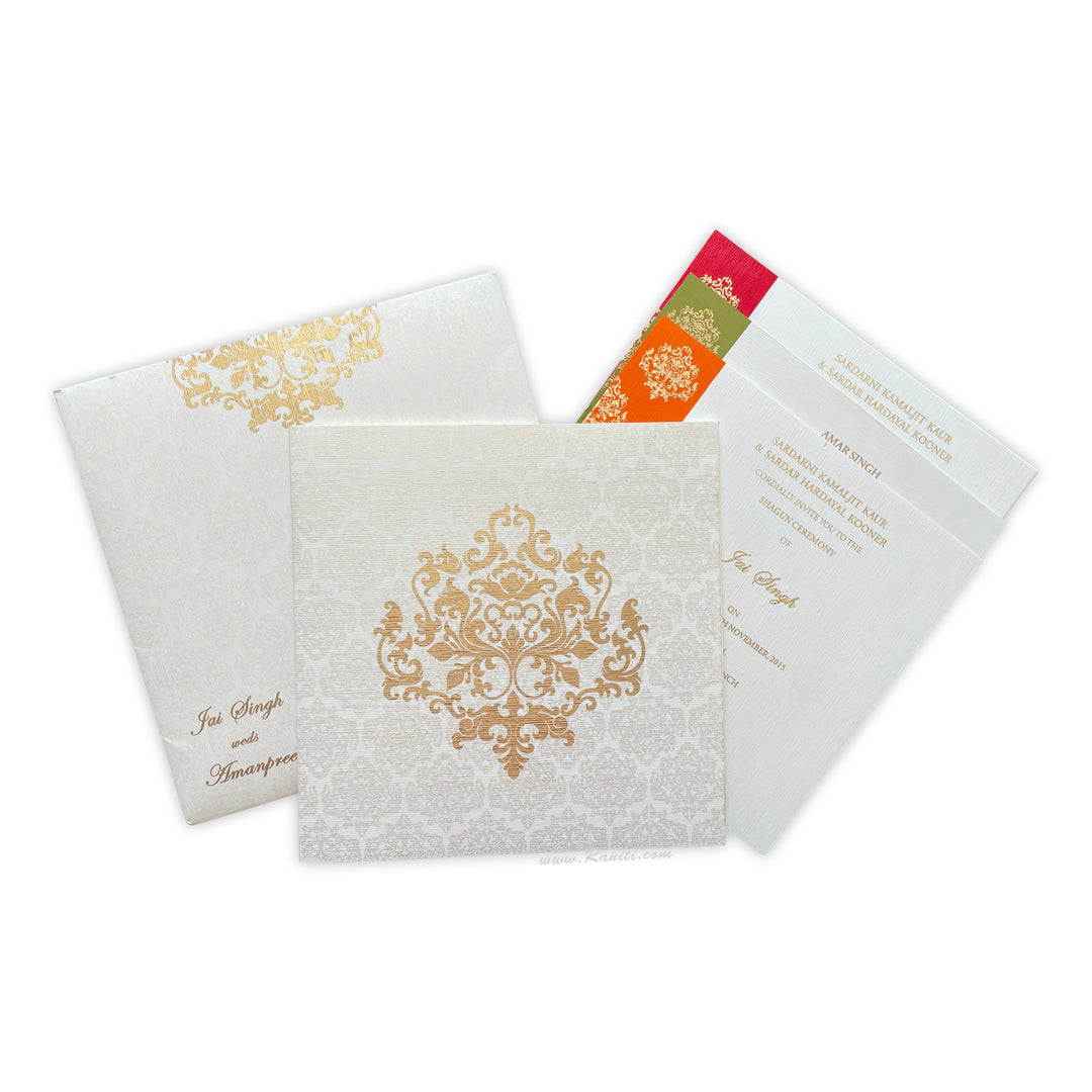Square White Classic Custom Invitation Card with Multicolored Border I ...