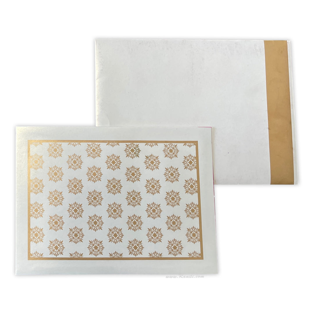 White Rectangle Custom Invitation Card with Multiple Inserts | White Gold Print Custom Invitation Card Online AM-128  Raniti LLC - Custom Invitations & Stationery