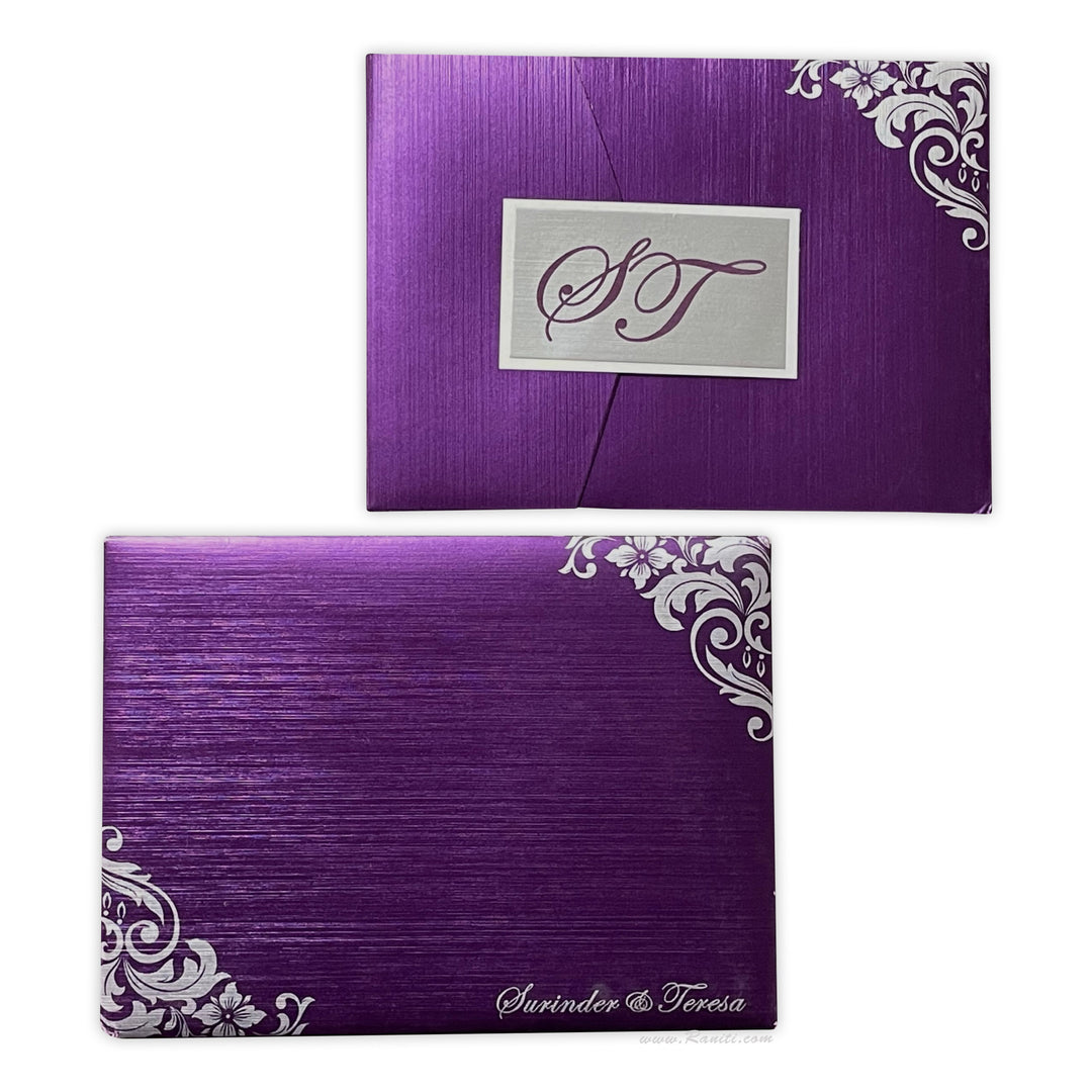 Trifold His and Her Magenta and Silver Custom Invitation Card, Bride & Groom Invitation Card Set AM-129  Raniti LLC - Custom Invitations & Stationery