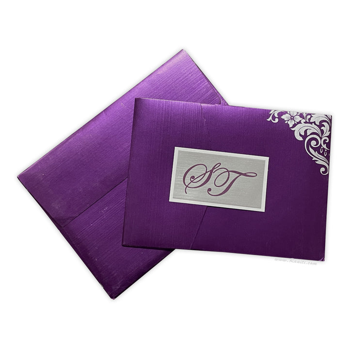 Trifold His and Her Magenta and Silver Custom Invitation Card, Bride & Groom Invitation Card Set AM-129  Raniti LLC - Custom Invitations & Stationery