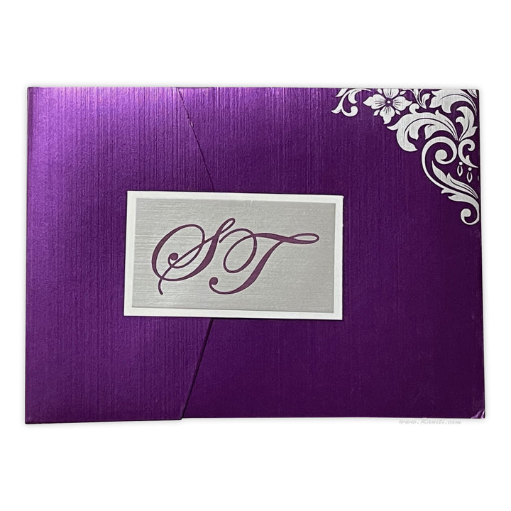 Trifold His and Her Magenta and Silver Custom Invitation Card, Bride & Groom Invitation Card Set AM-129  Raniti LLC - Custom Invitations & Stationery