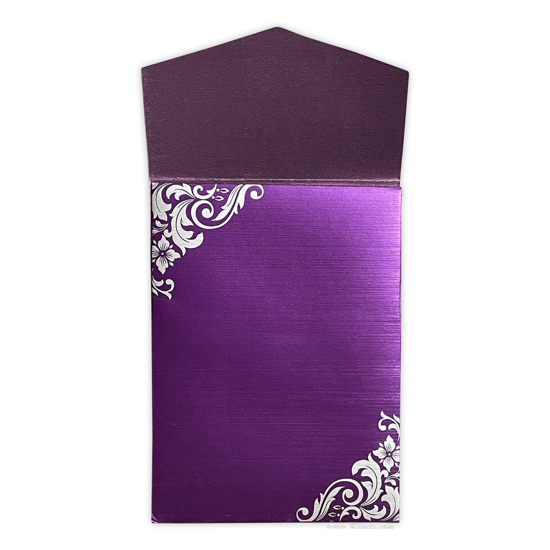 Trifold His and Her Magenta and Silver Custom Invitation Card, Bride & Groom Invitation Card Set AM-129  Raniti LLC - Custom Invitations & Stationery