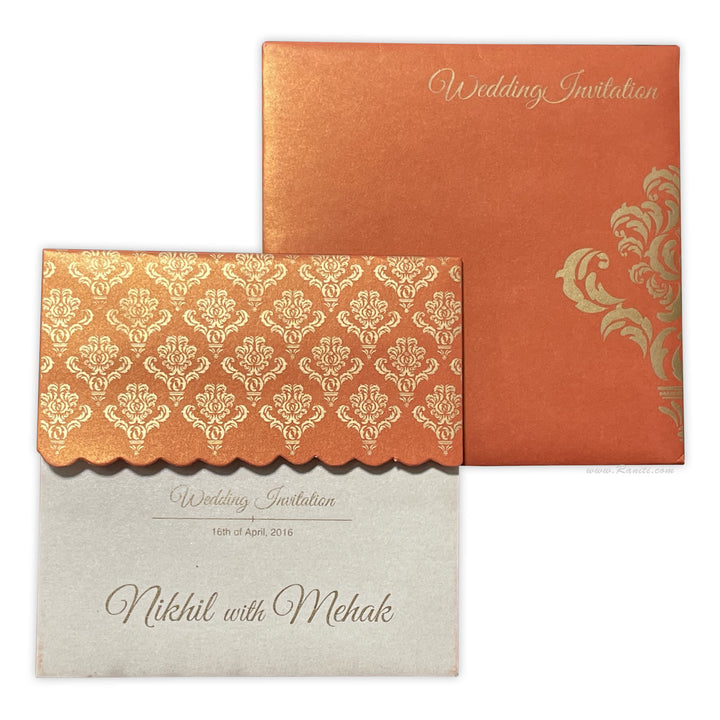 His and Her 6 x 6 Orange and White Custom Invitation Card, Bride & Groom Set Custom Wedding Invitation Card AM-202  Raniti LLC - Custom Invitations & Stationery