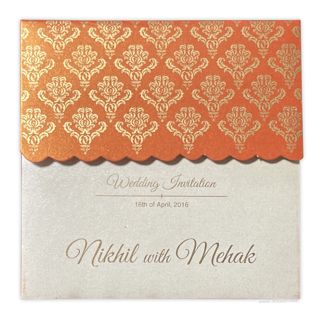 His and Her 6 x 6 Orange and White Custom Invitation Card, Bride & Groom Set Custom Wedding Invitation Card AM-202  Raniti LLC - Custom Invitations & Stationery